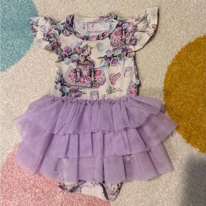 Posh Peanut Floral Dog Print Onesie tutu dress